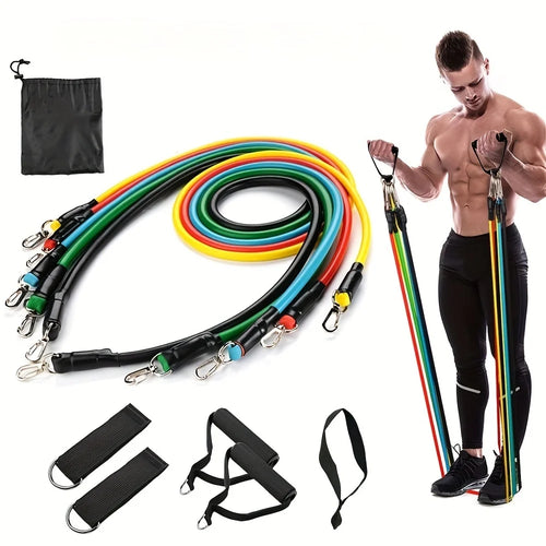11pcs TPE Resistance Bands Set, Resistance Bands With Door Anchor,